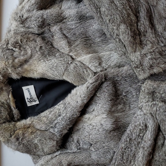 Berman's Vintage Mob Wife Chic Neutral Tone Rabbit Fur Coat L - Picture 1 of 10